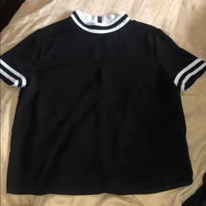 Black high neck, shortsleeved top